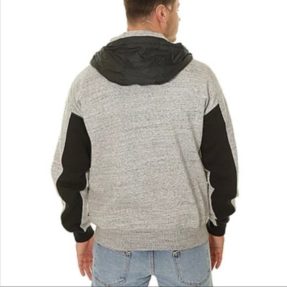 💖MEGA SALE💖 CONVERSE SWEATSHIRT MIXED MEDIA ZIP Grey Men's Size 10017907-A01 - Picture 2 of 6